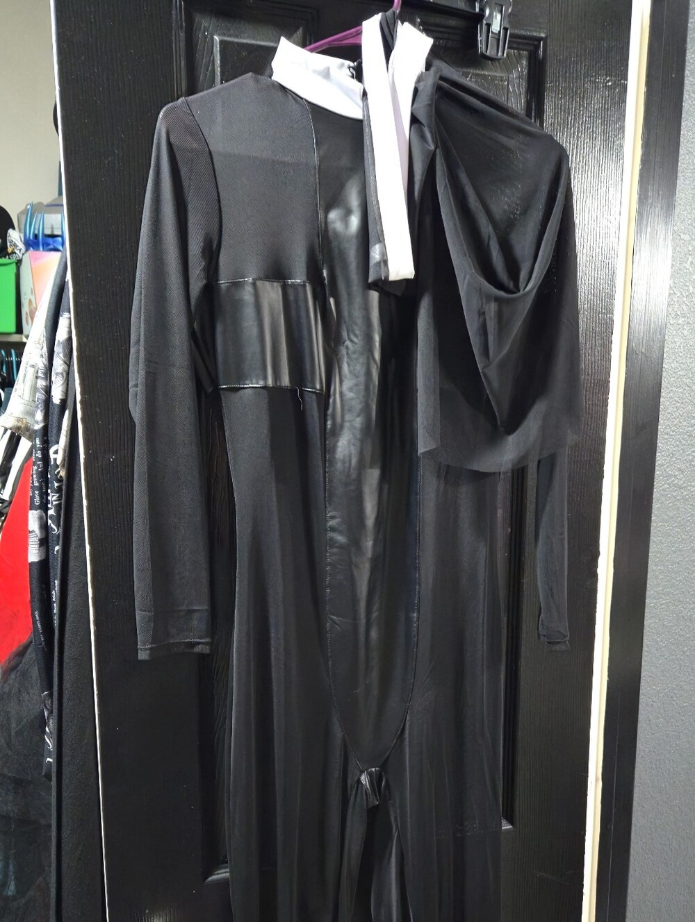 Forplay Black Nun Mesh Bodysuit Costume